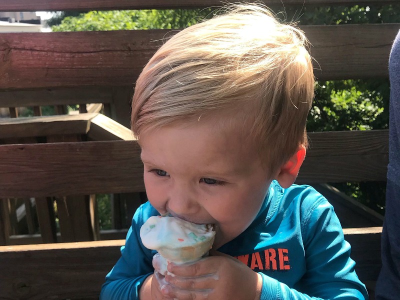 Boy eating ice cream near Kalamazoo