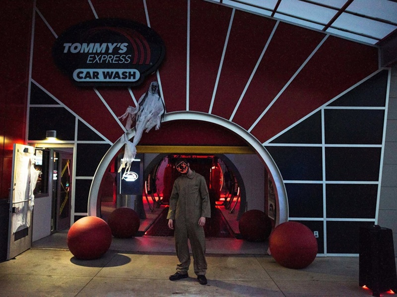 Tommys Express Haunted Car Wash Entrance, haunted car wash